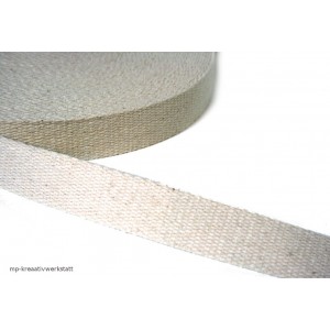 1m Baumwollgurtband Taschenband (weich, 2mm stark, Struktur)  25mm natur